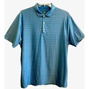 Hickey Freeman Golf Polo Shirt Mens Blue Print Performance Stretch - XL